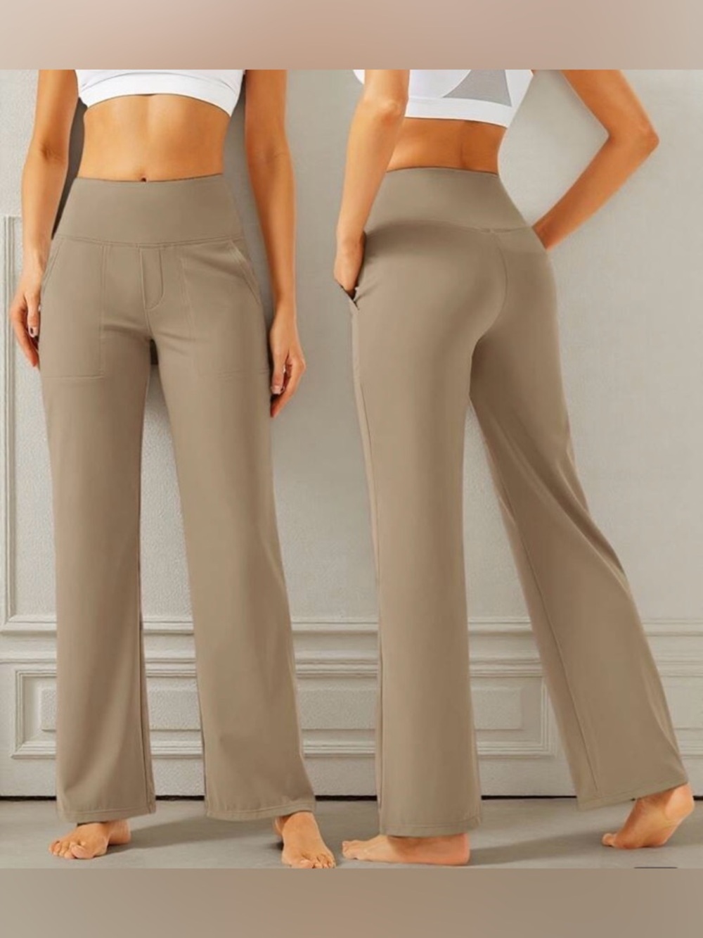 New!! Women's 3-Pack Stretch Bootcut Pants - Black, Grey, Khaki Large - Picture 3 of 9